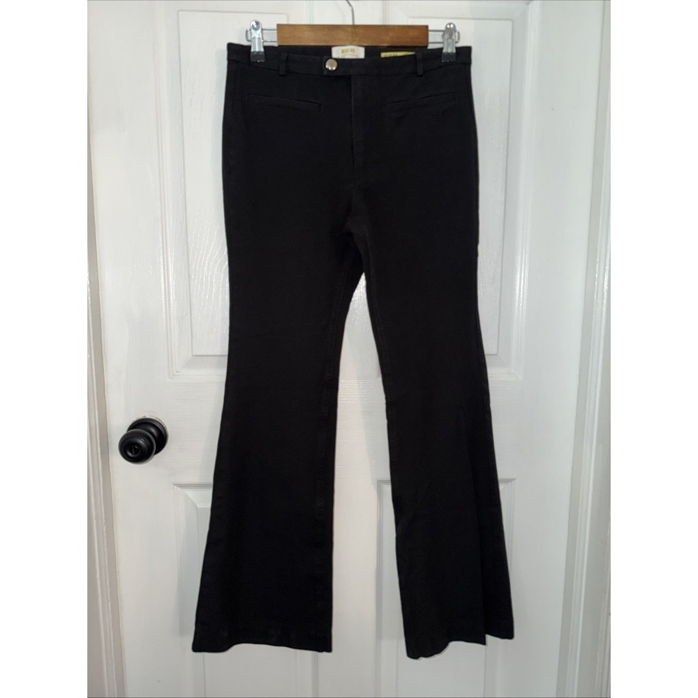 Maeve Anthropologie Mid Rise Black Flare Pants Size 4 Cotton Viscose Dress Work